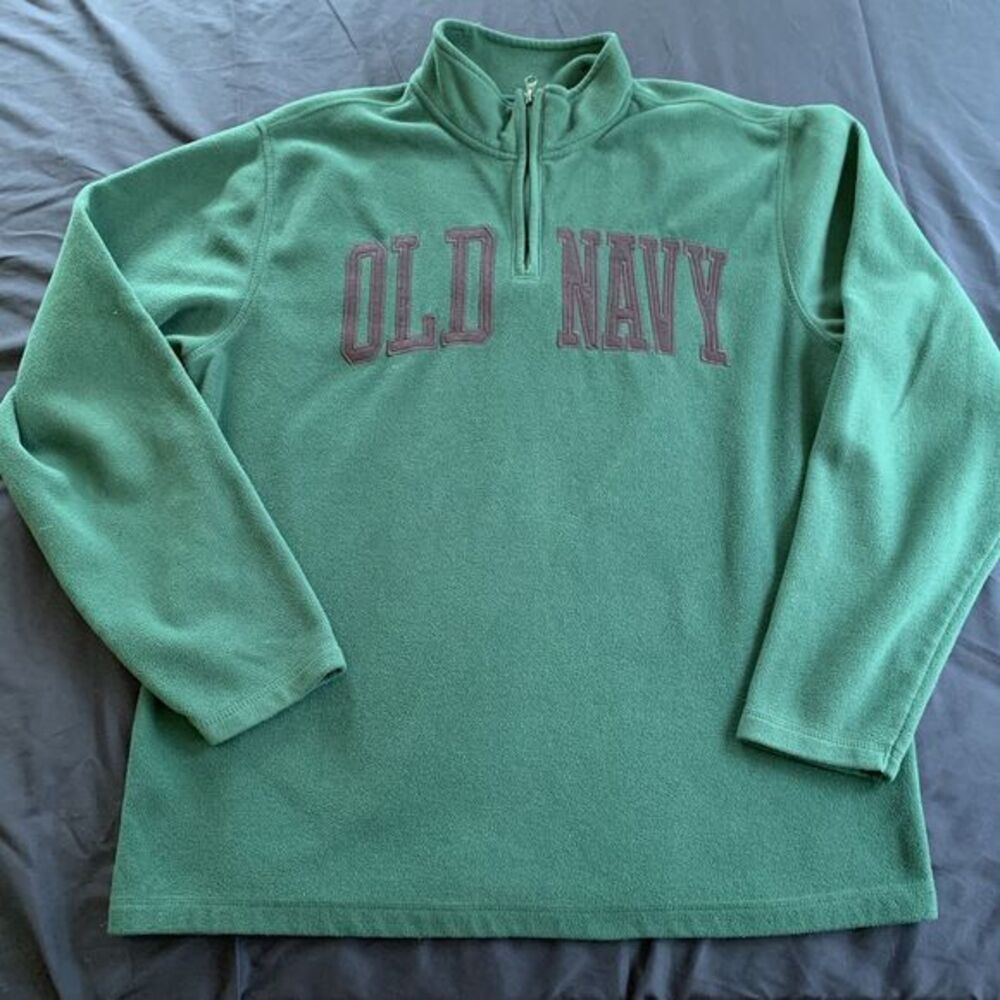 Old Navy‎ Performance Fleece Pullover Quarter Zip Teal Logo XL Gorpcore Y2K